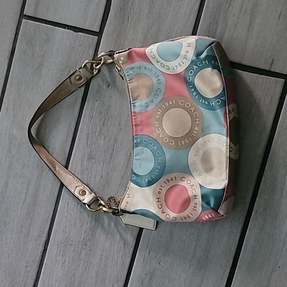 Coach Snaphead Signature Satin Print Handbag Purse Tote F19187 Rare Vintage - Picture 5 of 8